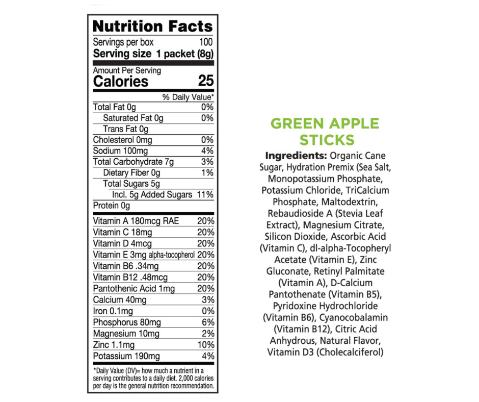 AdeNation Green Apple Hydration Sticks